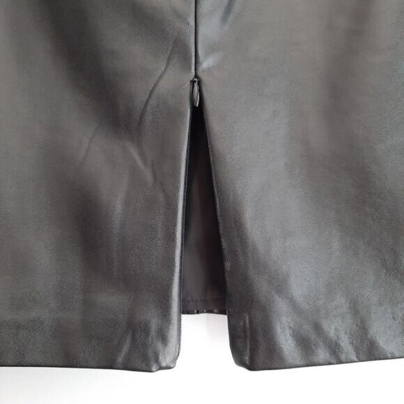 EDIT Back Zipper Slit Vegan Faux Leather Pencil Mini Skirt Black Sz 8 - Picture 10 of 13